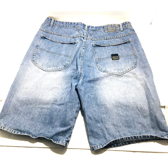 Vtg Y2K Marithe Francois Girbaud Men 40 Blue Denim Urban Street Jorts Shorts - Picture 1 of 11